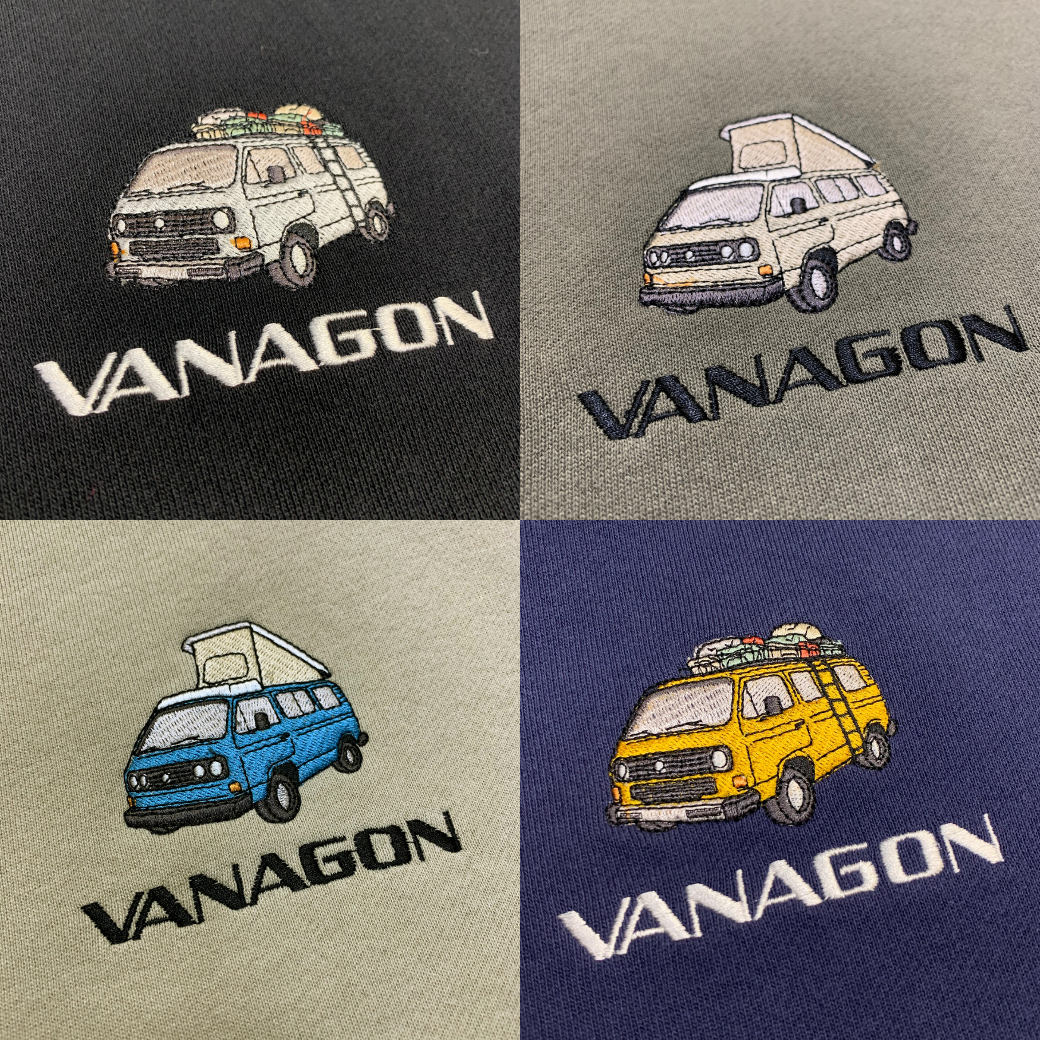 T3ヴァナゴン刺繍スウェットパーカーデザイン